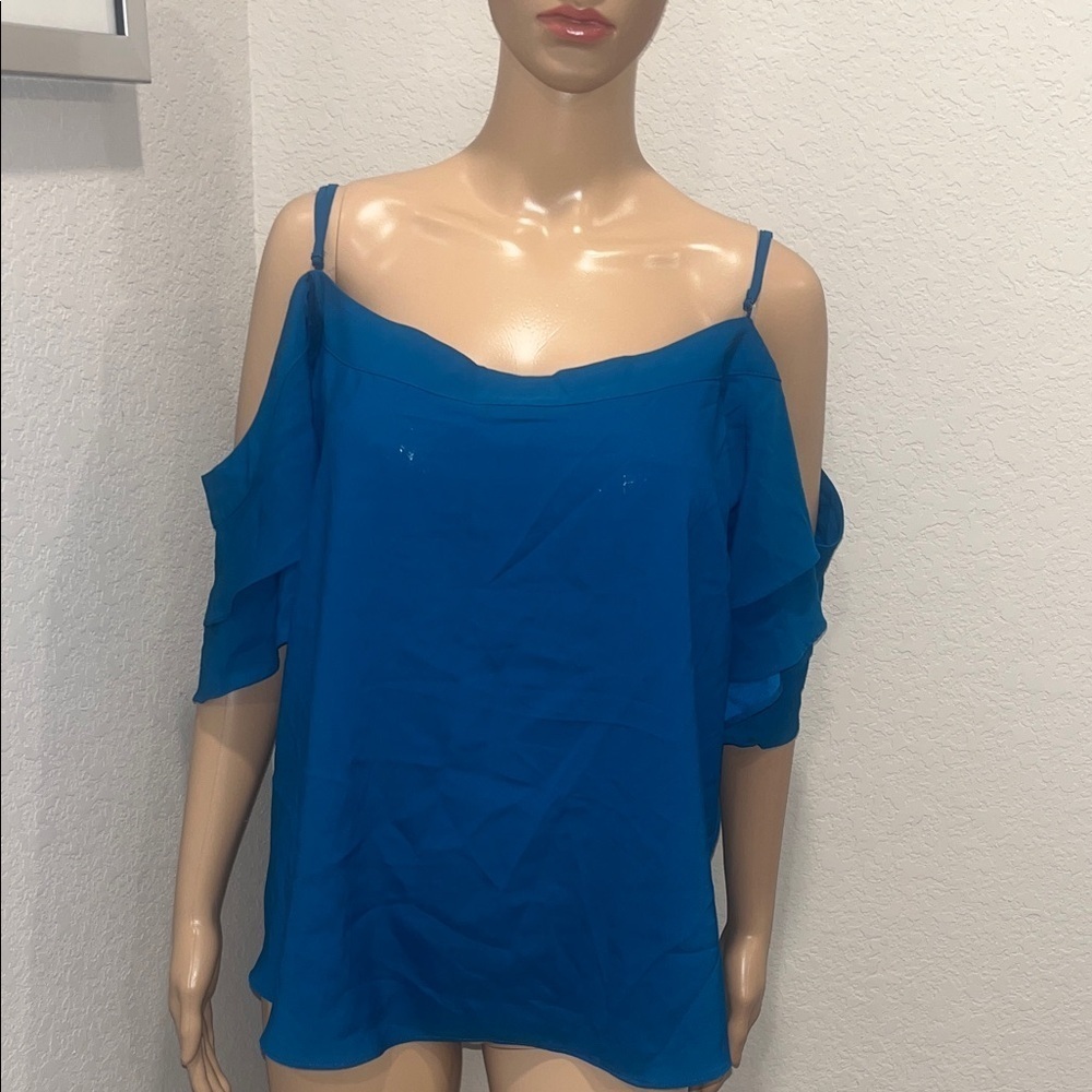 NWT NY and Company Teal Blue Cold Shoulder Top